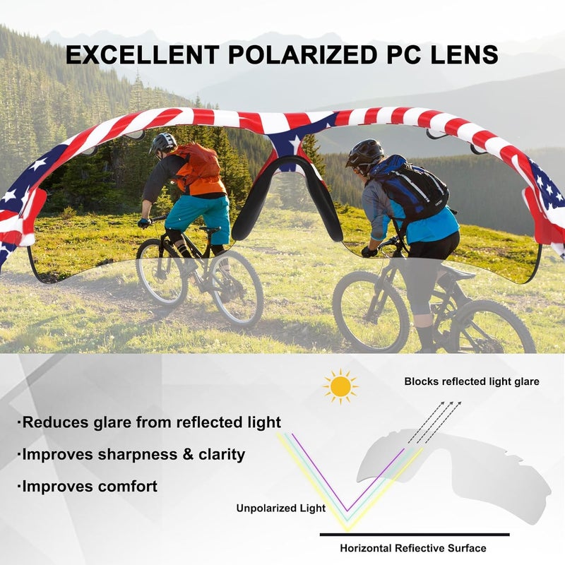 BangLong Polarized Sports Sunglasses Cycling Sun Glasses for Men Women with 5 Interchangeable Lenes for Running Baseball Golf - Image 3